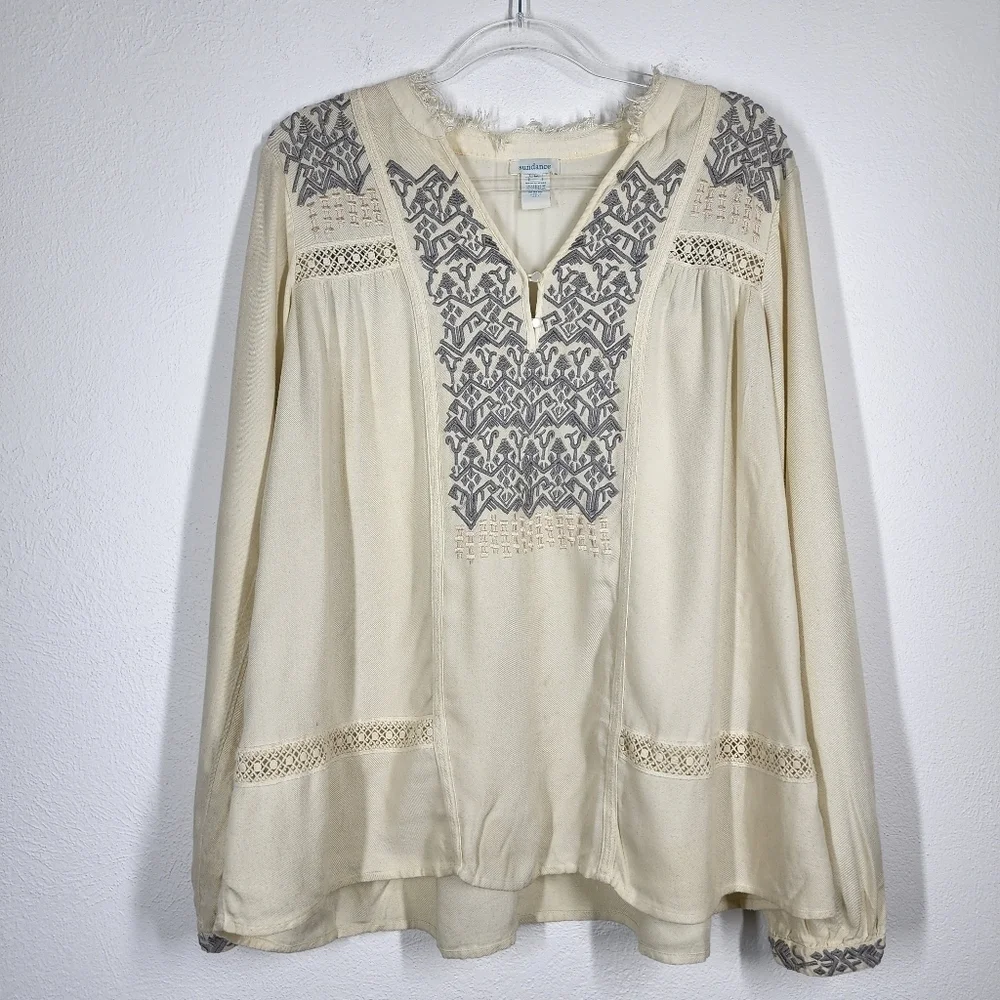 SUNDANCE EMBROIDERED V-NECK TOP - Picture 5 of 10